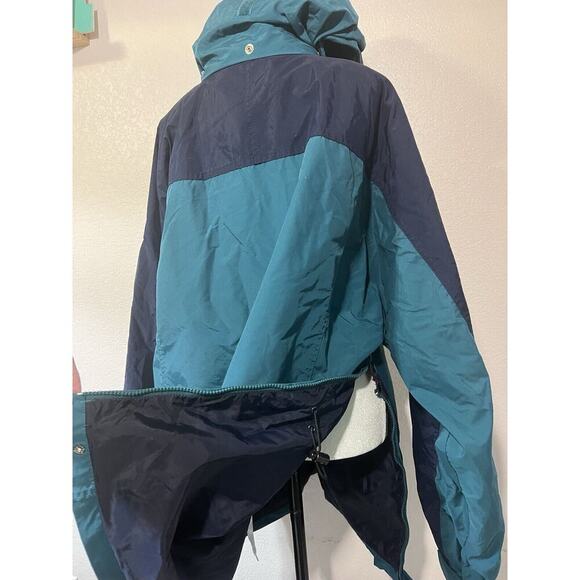Vintage 90’s Lands End Jacket Small Colorblock Hooded Waterproof Parka M Pockets - Picture 9 of 11